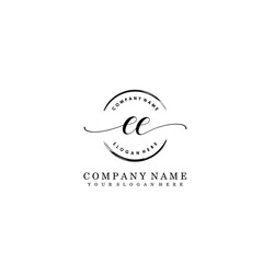 EE Initial handwriting logo template vector