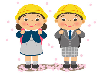 小学校入学式　男の子と女の子