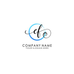 EF Initial handwriting logo template vector