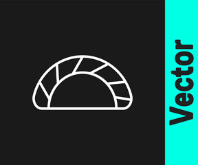 White line Dumpling icon isolated on black background. Traditional chinese dish. Vector.