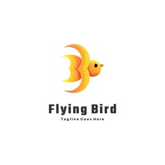Vector Logo Illustration Flying Bird Gradient Colorful Style.