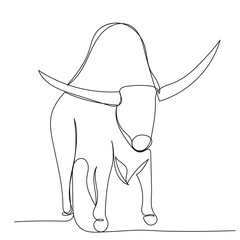 sketch, one line drawing bull