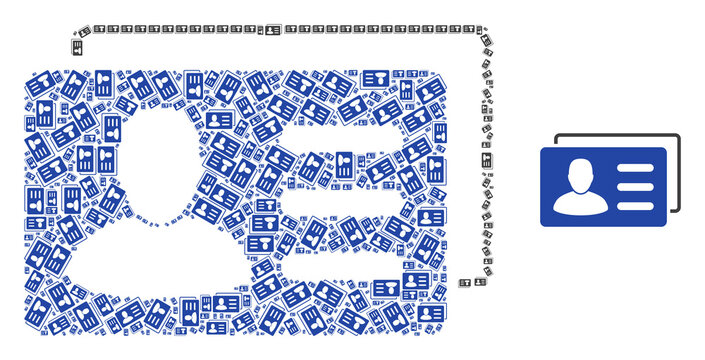 Vector user account cards collage is done of repeating recursive user account cards parts. Recursive collage from user account cards. - Powered by Adobe