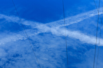Cross trail of condensation in the sky
