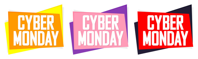 Cyber Monday, Set Sale banners design template, discount tags, final season offers, vector illustration
