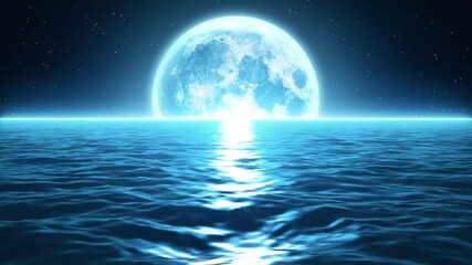 3d loopable animation background of moon and sea. - Powered by Adobe