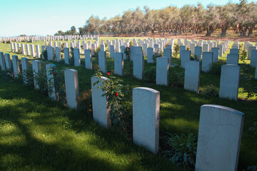 English military cemetery near Bolsena. 600 graves of young soldiers who died in Italy during the...