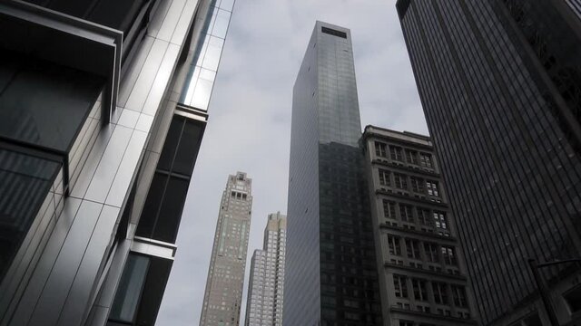 Modern Architecture in Manhattan, New York City USA, Low Angle View of Corporate Buildings