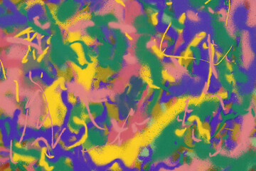 Colorful spray paint ink texture. Graffiti painting on the wall. Street art and vandalism. Digitally airbrushed paper background. 