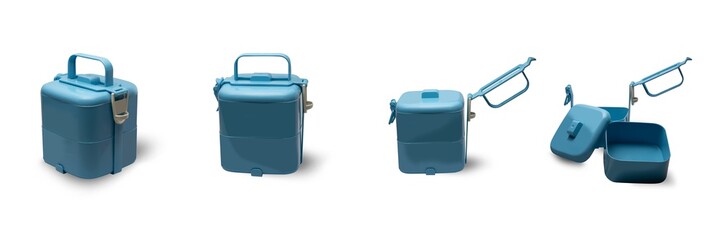 Lunch box with food on a white background,with clipping path