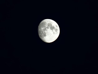The moon on a black background