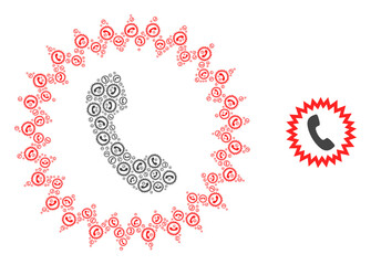 Fototapeta premium Vector telephone alert collage is designed with repeating recursive telephone alert elements. Recursive collage for telephone alert.