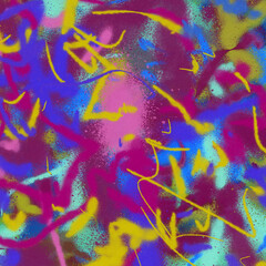 Colorful spray paint ink texture. Graffiti painting on the wall. Street art and vandalism. Digitally airbrushed paper background.
