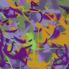 Colorful spray paint ink texture. Graffiti painting on the wall. Street art and vandalism. Digitally airbrushed paper background.
