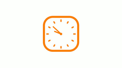 New orange color square clock icon on white background,Clock icon