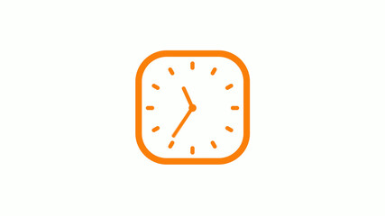 New orange color square clock icon on white background,Clock icon