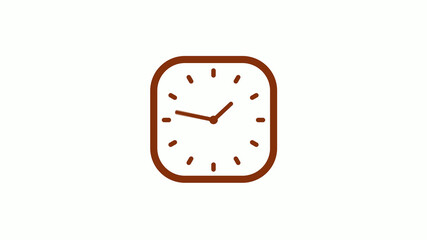 New brown dark counting down square clock icon on white background