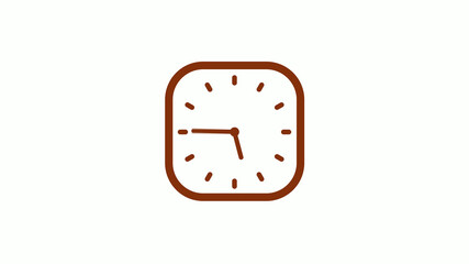 New brown dark counting down square clock icon on white background