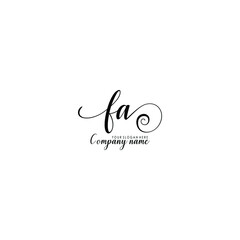 FA Initial handwriting logo template vector
