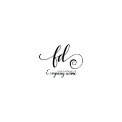 FD Initial handwriting logo template vector

