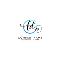 FD Initial handwriting logo template vector
