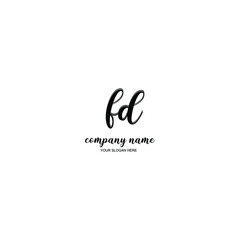 FD Initial handwriting logo template vector

