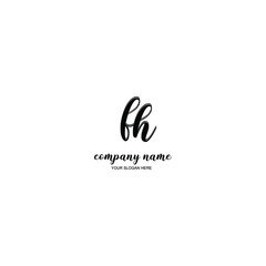 FH Initial handwriting logo template vector
