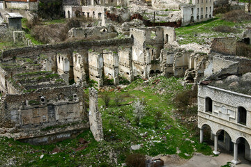 Ruins of the Azerbaijani part of Shusha after the Nagorno-Karabakh war