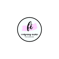 FI Initial handwriting logo template vector
