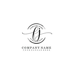 FJ Initial handwriting logo template vector
