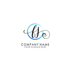 FJ Initial handwriting logo template vector
