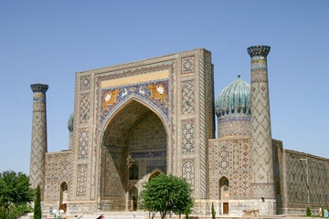 Ancient Sher-Dor Madrasah on the Registan Square in Samarkand