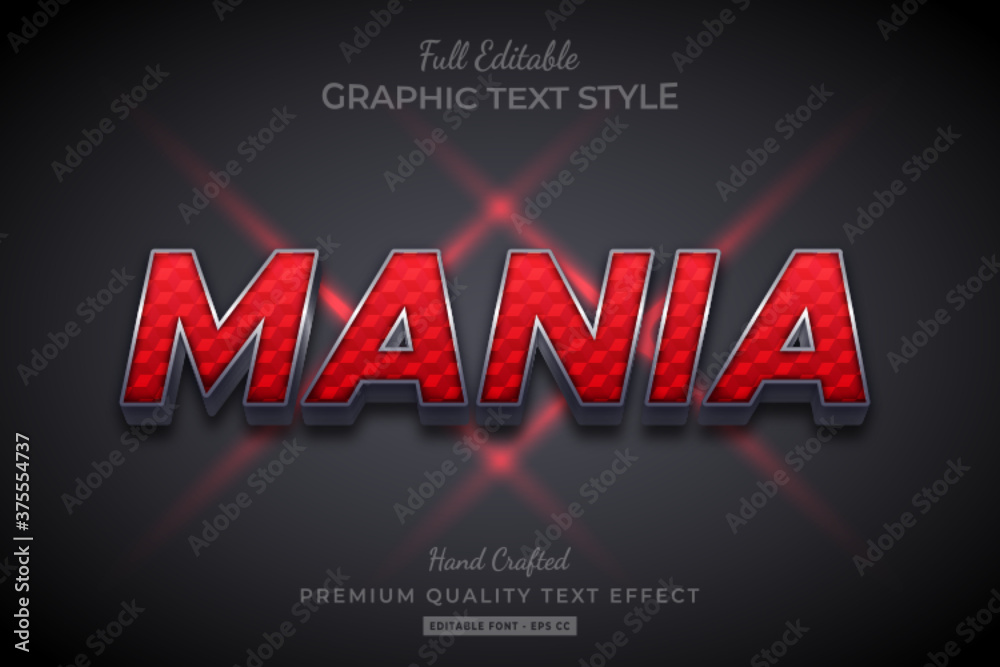 Wall mural Red Mania 3d Text Style Effect Premium