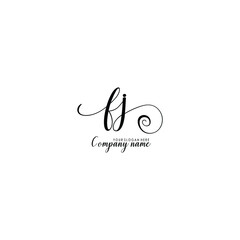 FJ Initial handwriting logo template vector