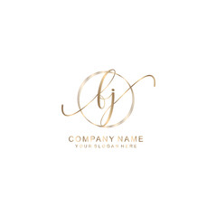 FJ Initial handwriting logo template vector