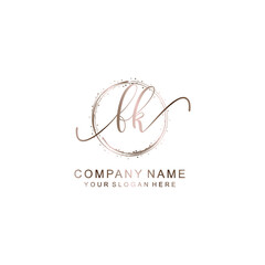 FK Initial handwriting logo template vector
