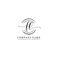 FL Initial handwriting logo template vector