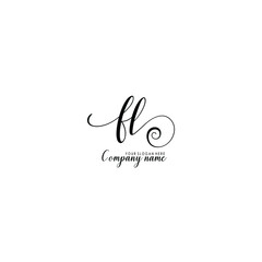 FL Initial handwriting logo template vector