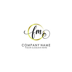 FM Initial handwriting logo template vector