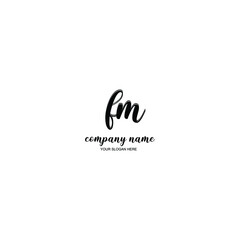 FM Initial handwriting logo template vector