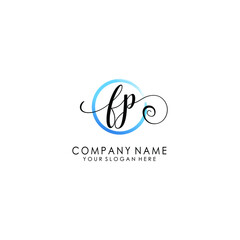 FP Initial handwriting logo template vector