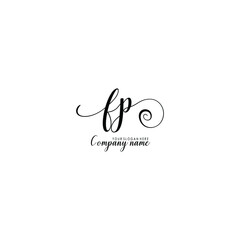FP Initial handwriting logo template vector