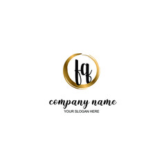 FQ Initial handwriting logo template vector
