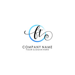 FT Initial handwriting logo template vector