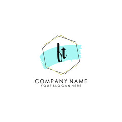 FT Initial handwriting logo template vector