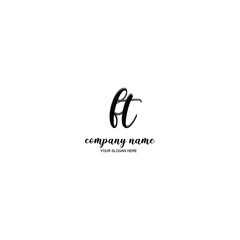 FT Initial handwriting logo template vector