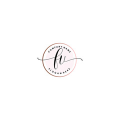 FV Initial handwriting logo template vector