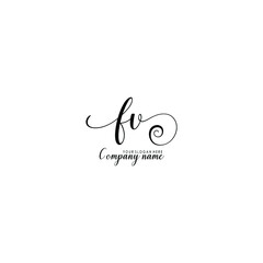 FV Initial handwriting logo template vector