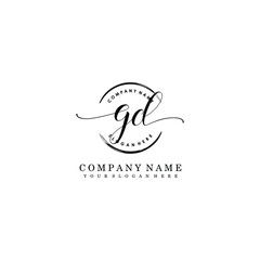 GD Initial handwriting logo template vector
