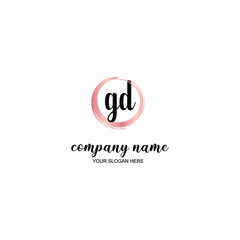 GD Initial handwriting logo template vector
